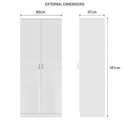 Chilton 2 Door Wardrobe - White Gloss Front - Image 2