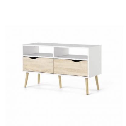 Oslo 2 Drawer Retro-Modern TV Cabinet Cutout A