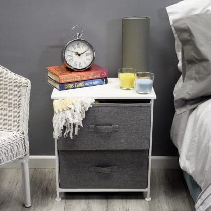 Lotte Modern 2 Tier Cube Storage Unit Grey & White