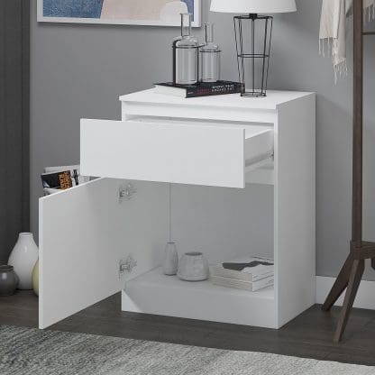 Stora Modern 1 Door 1 Drawer Storage Cabinet Matt White