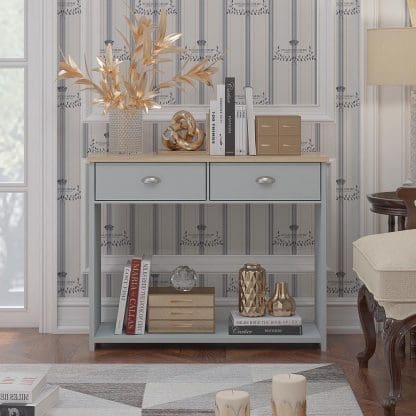 Westbury Matt Grey 2 Drawer Hallway Console Table