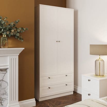 Artus Shaker 2 Door 2 Drawer Combination Wardrobe Matt White - Image 4