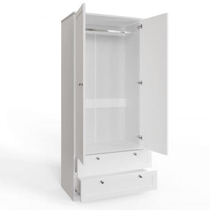 Artus Shaker 2 Door 2 Drawer Combination Wardrobe Matt White - Image 3