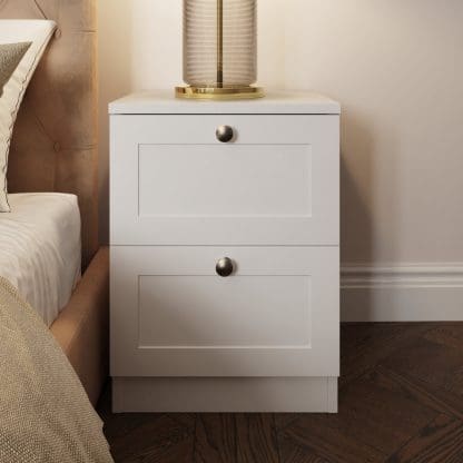 Artus Shaker 2 Drawer Bedside Table Nightstand Matt White