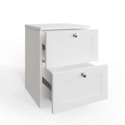 Artus Shaker 2 Drawer Bedside Table Nightstand Matt White - Image 6