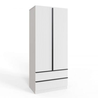 Lania Ripple Ridged 2 Door 2 Drawer Combination Wardrobe Matt White - Image 6