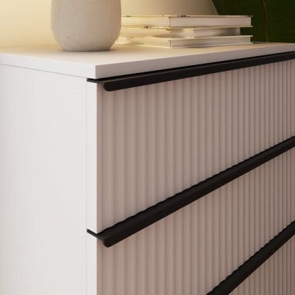 Lania Ripple Ridged 3 Drawer Chest Of Drawers Matt White - Image 4