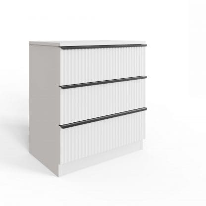 Lania Ripple Ridged 3 Drawer Chest Of Drawers Matt White - Image 6