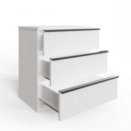 Lania Ripple Ridged 3 Drawer Chest Of Drawers Matt White - Image 7