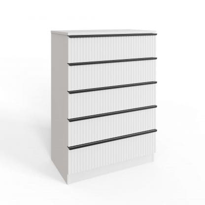 Lania Ripple Ridged 5 Drawer Chest Of Drawers Matt White - Image 5