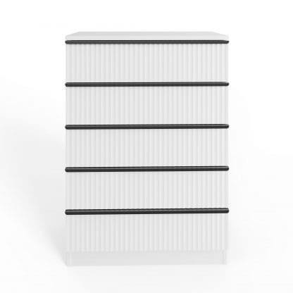 Lania Ripple Ridged 5 Drawer Chest Of Drawers Matt White - Image 4