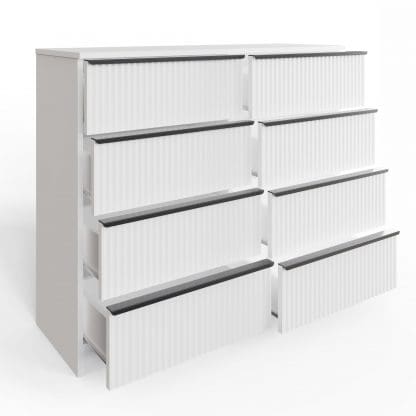 Lania Ripple Ridged 8 Drawer Chest Of Drawers Matt White - Image 6