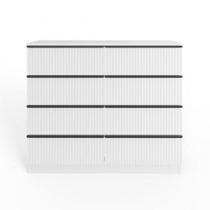 Lania Ripple Ridged 8 Drawer Chest Of Drawers Matt White - Image 4